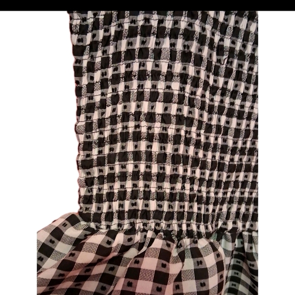 Black & White Gingham Smocked Mini Dress – Tiered Ruffle Skirt - BRAND NEW - Picture 5 of 9